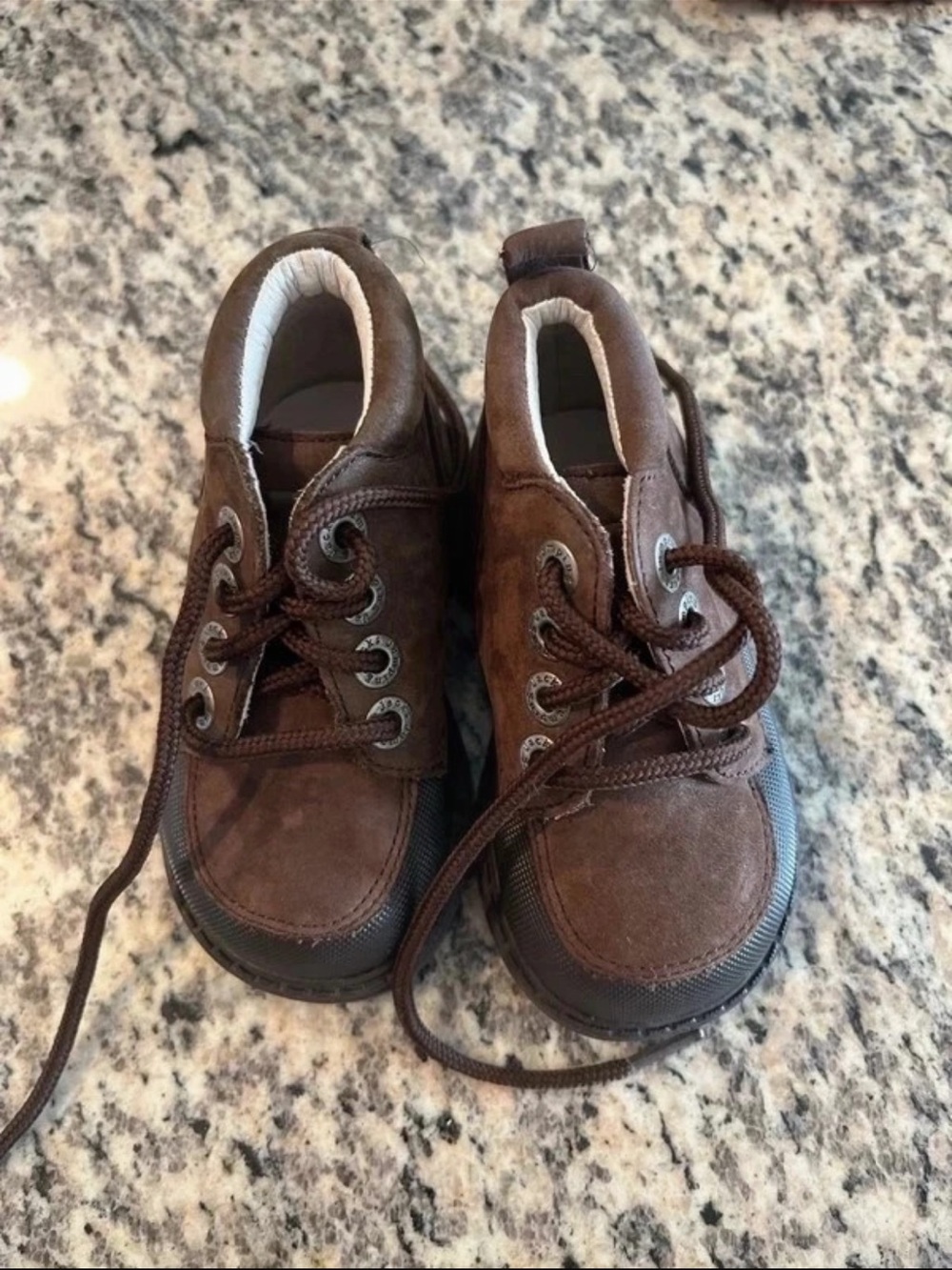 Jumping Jacks Brown Suede Lace-Up Baby Walker Shoes